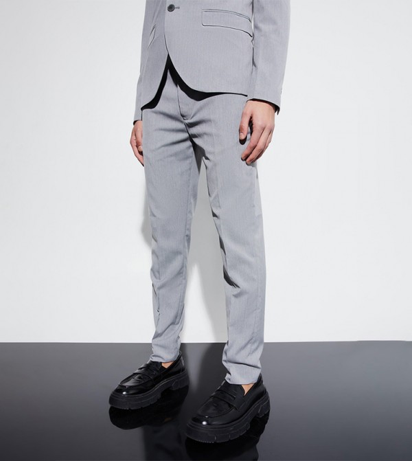 Solid Mid Rise Formal Trousers