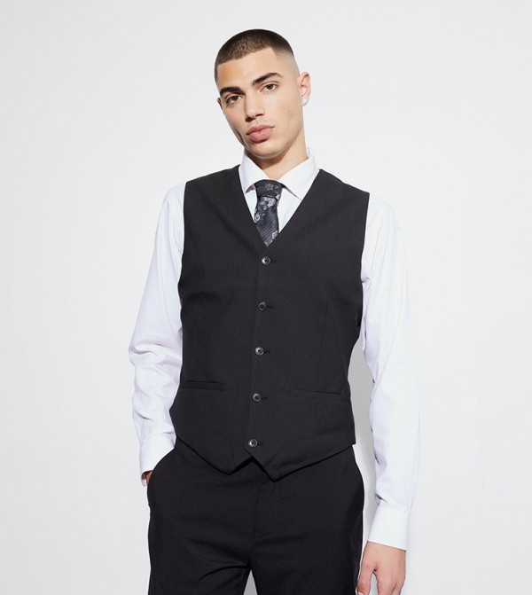 Solid Skinny Fit Waistcoat