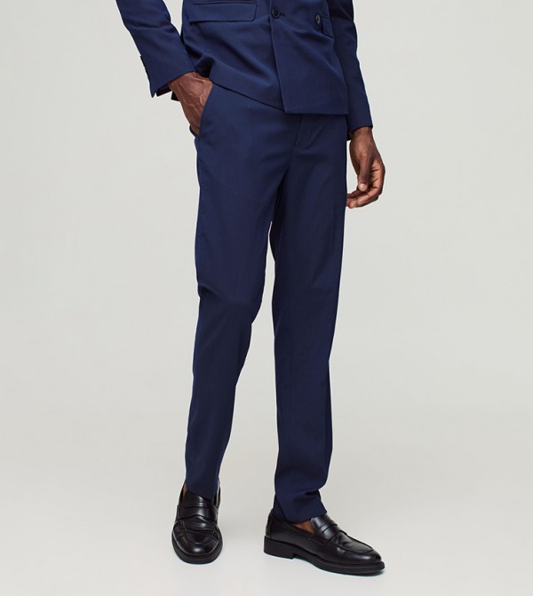 Solid Skinny Fit Formal Trousers
