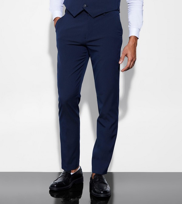 Solid Slim Fit Formal Trousers