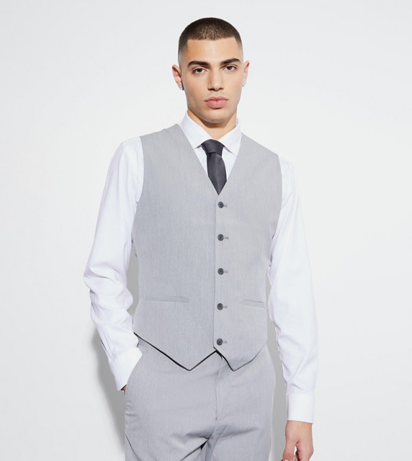 Solid Slim Fit Waistcoat