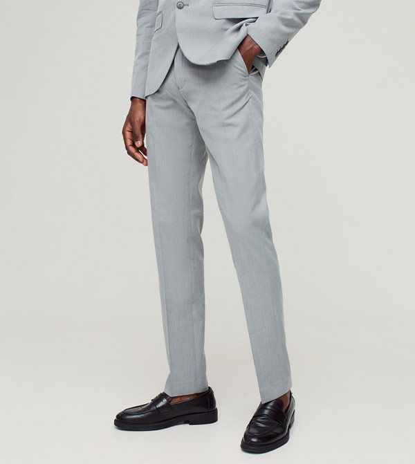 Solid Mid Rise Formal Trousers