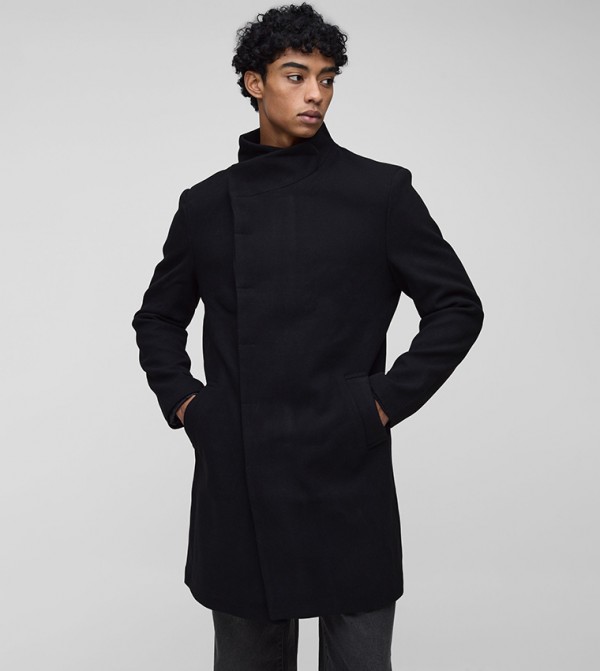 High Neck Wool Look Overcoat