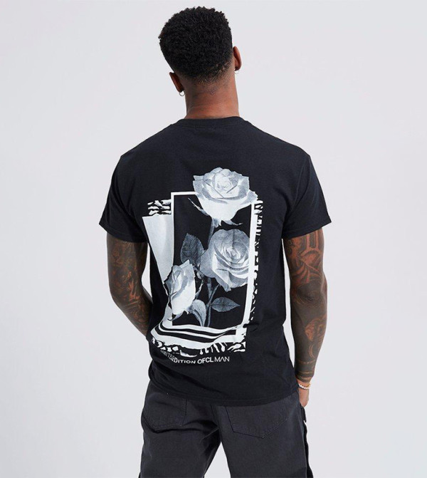 Rose Print Short Sleeves T-Shirt