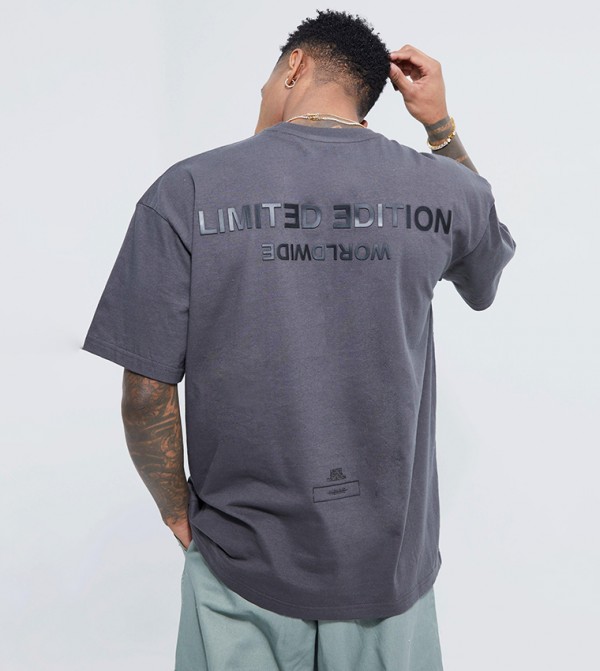 Raised Limited Text Oversized T-Shirt