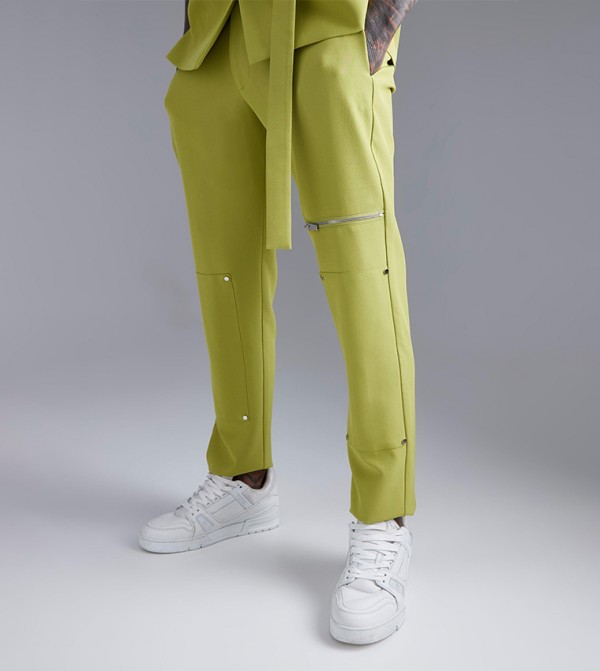 Mid Rise Zip Detail Formal Trousers