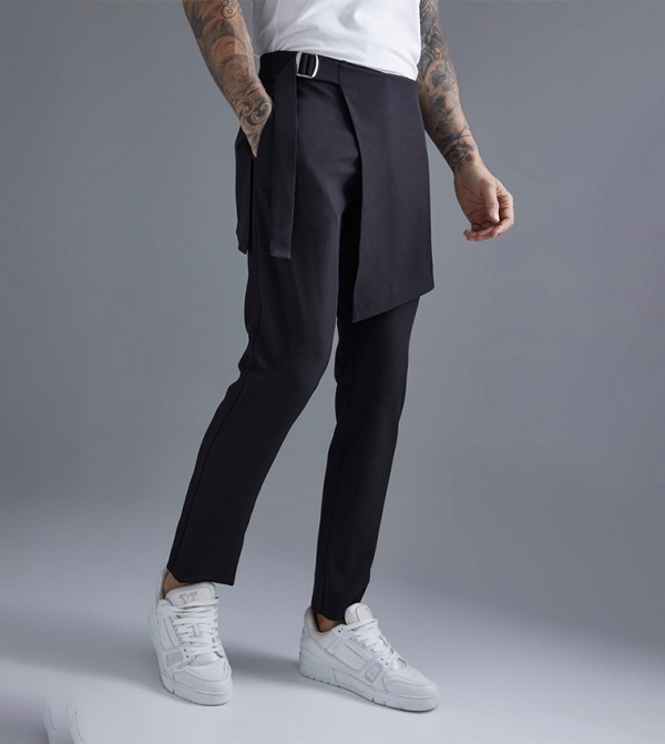 Solid Mid Rise Skirt Trousers
