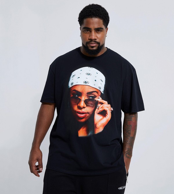 Plus & Tall Aaliyah Photo License Printed T-Shirt
