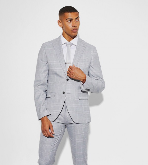 Check Single Breasted Slim Fit Blazer