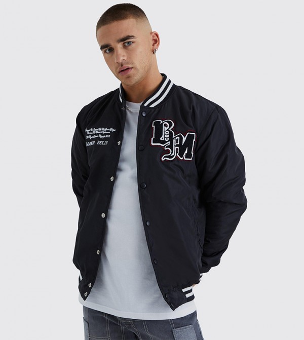 Printed Nylon Varsity Jacket