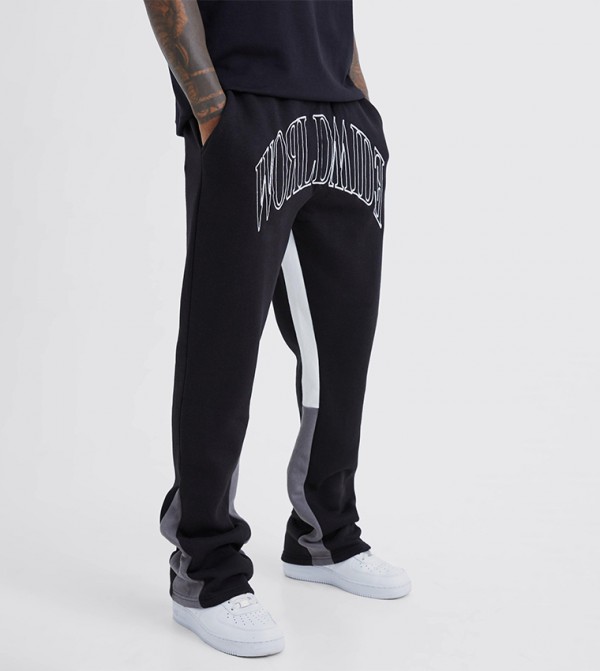 Worldwide Print Contrast Stitch Gusset Joggers