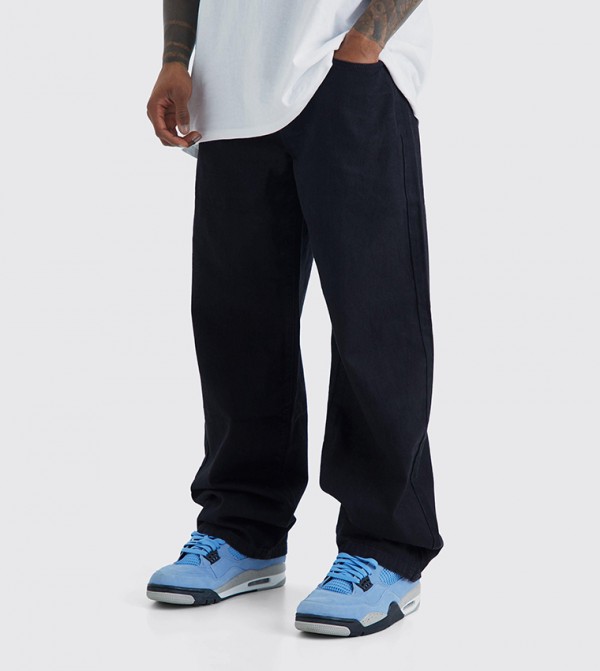 Washed Mid Rise Baggy Fit Jeans