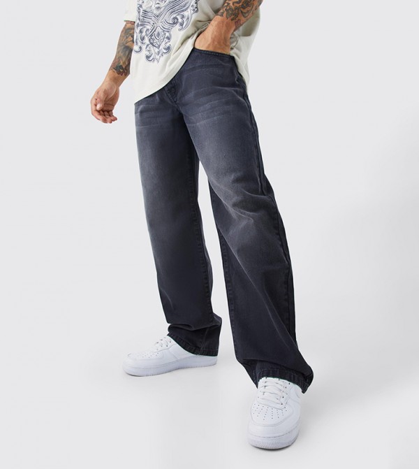 Faded Mid Rise Baggy Fit Jeans