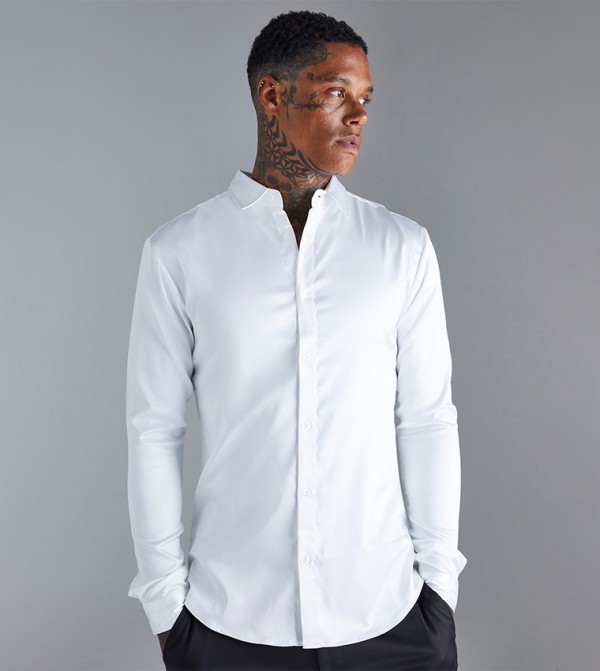 Long Sleeves Stretch Fit Satin Shirt