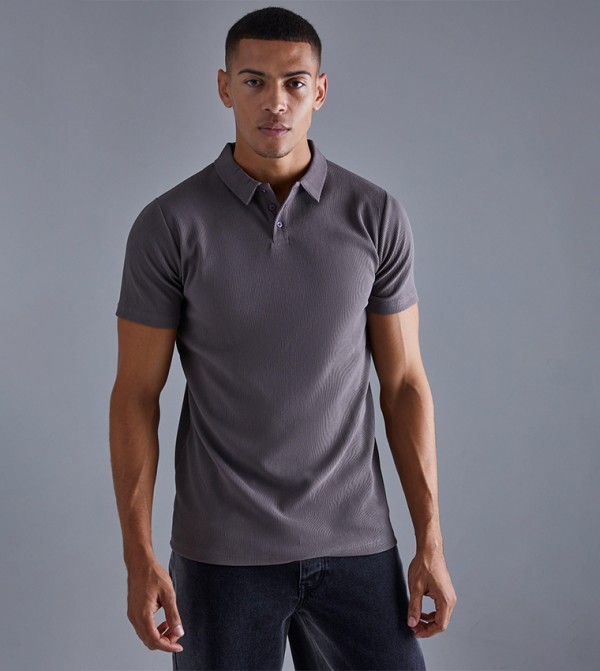 Slim Fit Rib Otto Polo T-Shirt