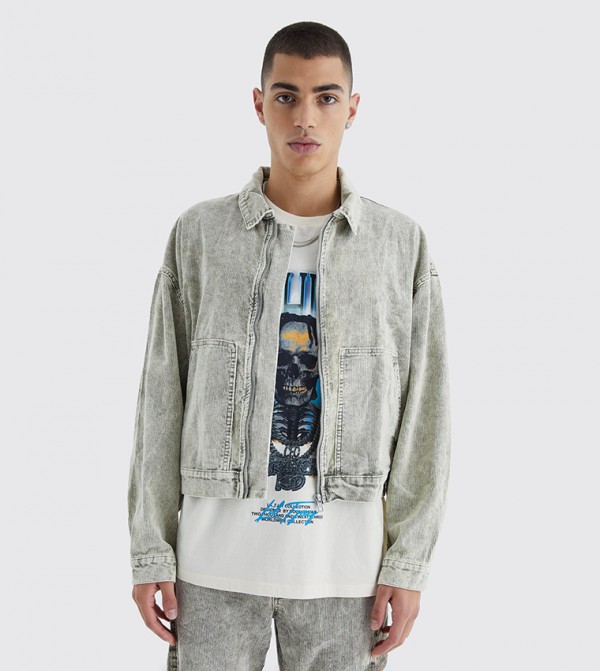 Boxy Acid Wash Corduroy Jacket