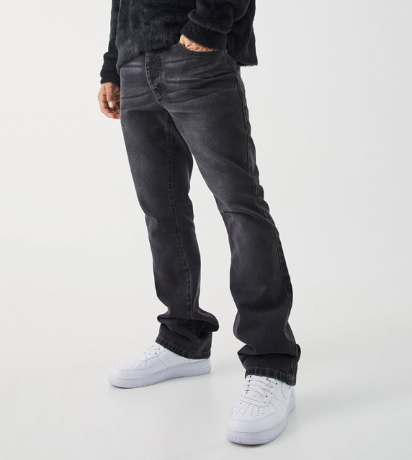 Faded Mid Rise Flared Jeans