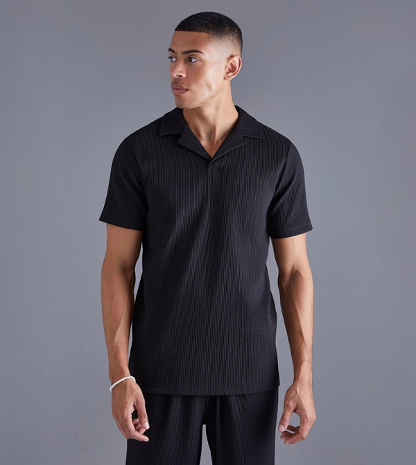 Regular Fit Heavy Pleated Polo T-Shirt