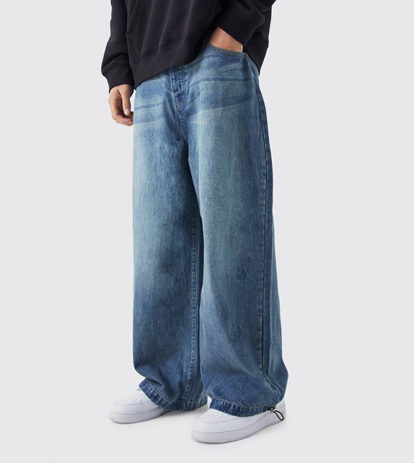 Faded Mid Rise Parachute Jeans
