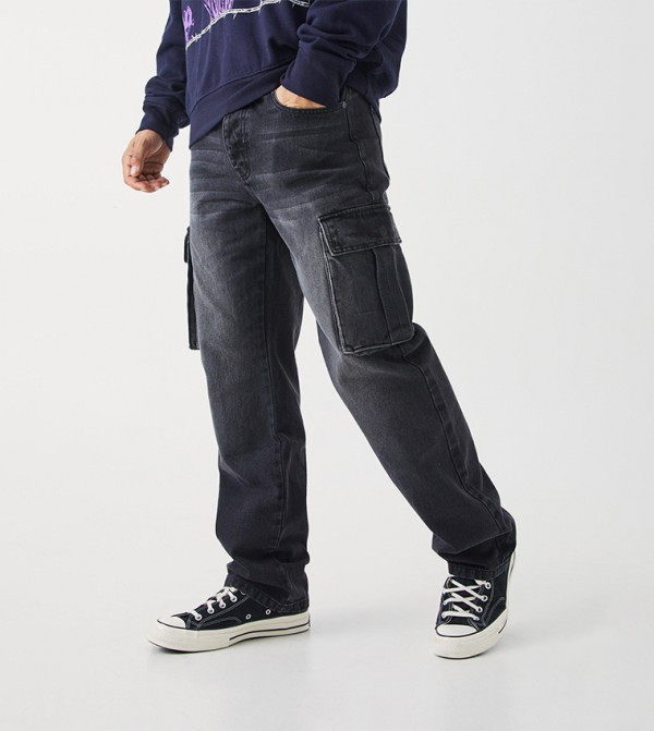 Faded Relaxed Fit Cargo Jeans