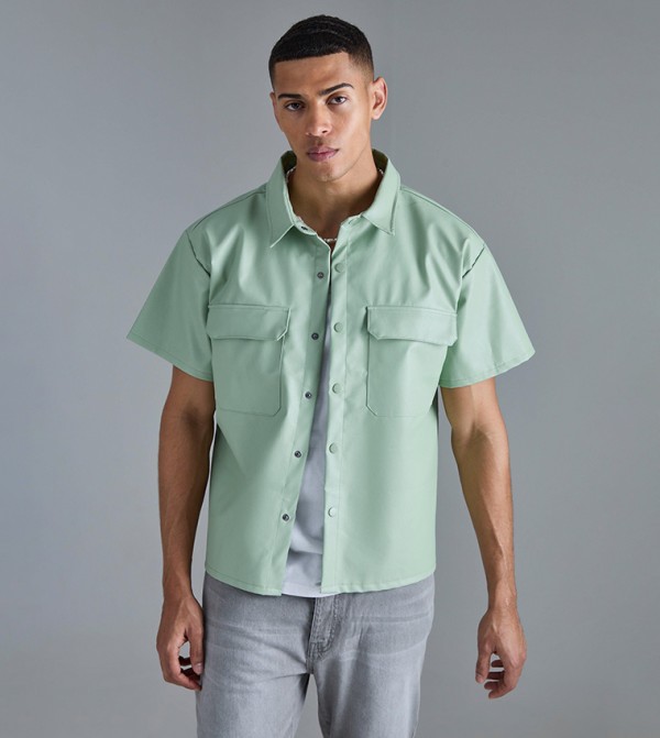 Pu Boxy Popper Patch Pocket Shirt