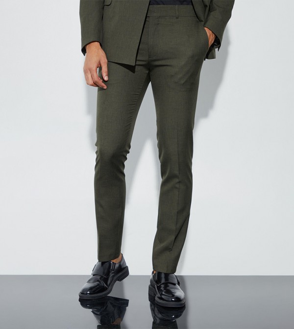 Micro Textured Skinny Fit Formal Trousers