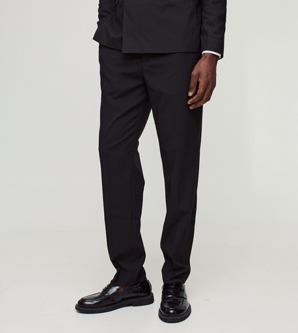 Solid Slim Fit Formal Trousers