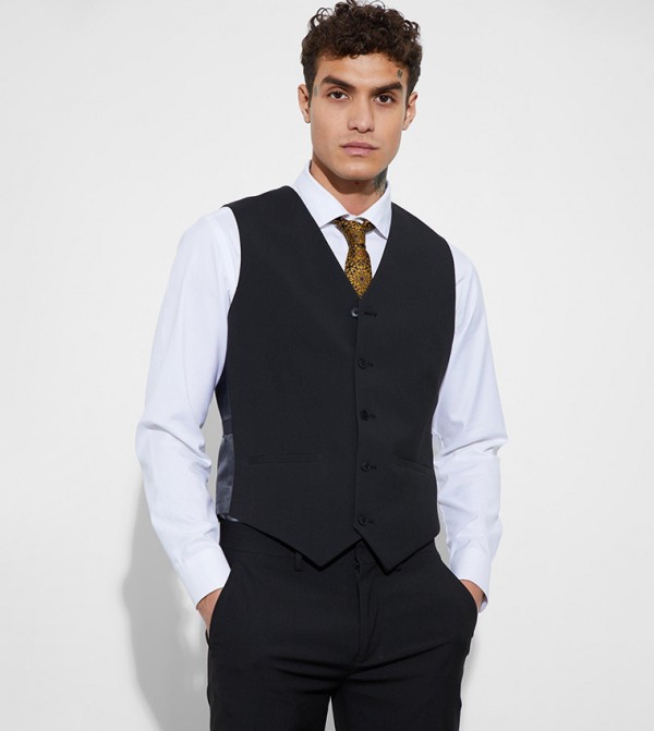 Solid Slim Fit Waistcoat