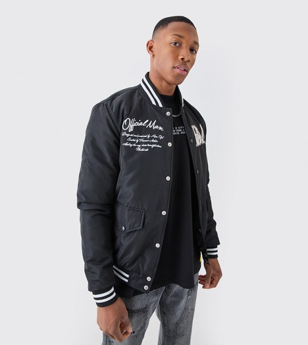 Nylon Varsity Jacket with Badges