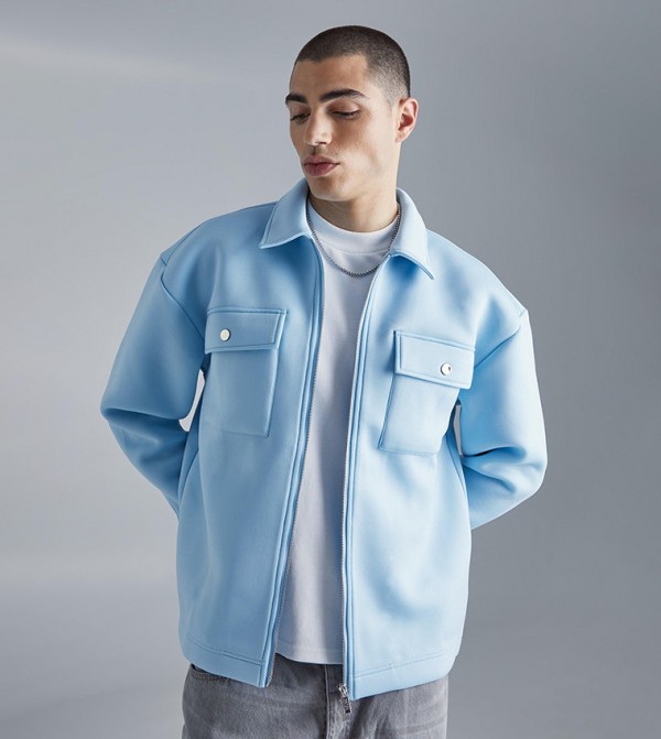 Neoprene Zip Boxy Fit Shacket