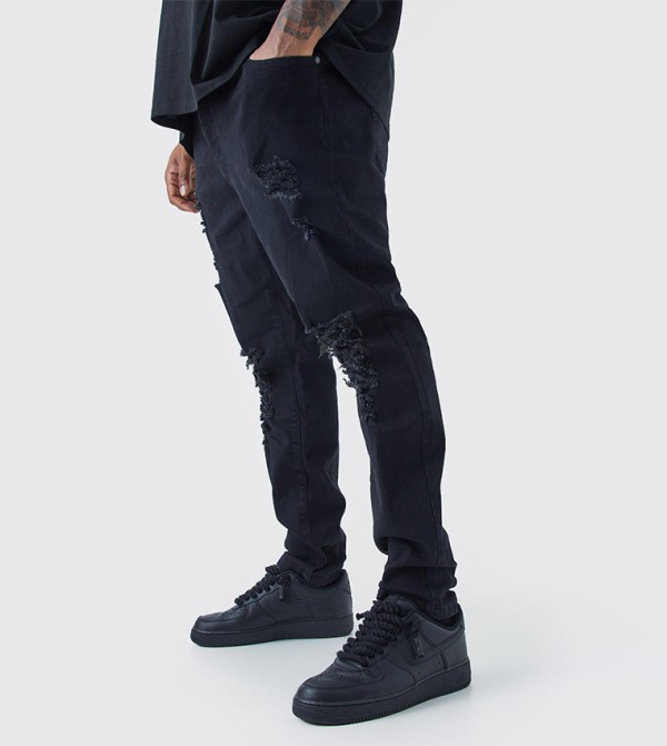 Ripped Mid Rise Skinny Fit Jeans