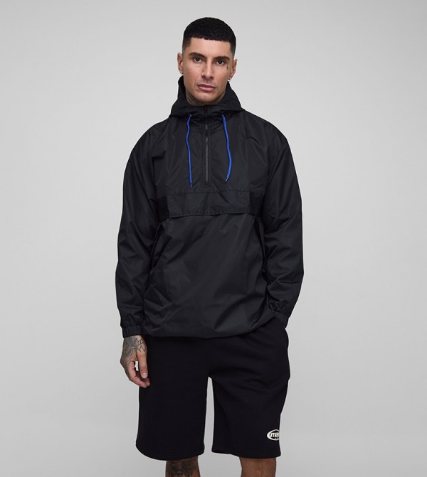 Tall Hooded Half-Zip Oversized Windbreaker Jacket