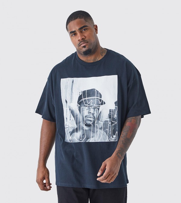 Plus & Tall Size Ice Cube Chest Print License Printed T-Shirt