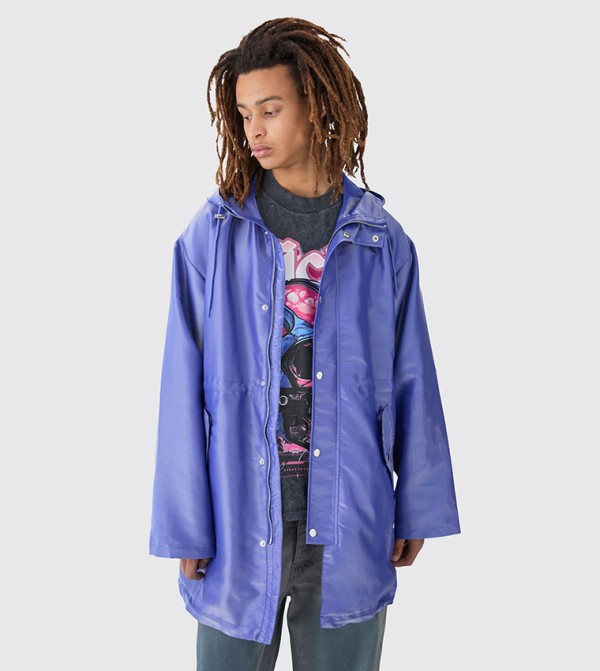 Liquid Metallic Hooded Jacket