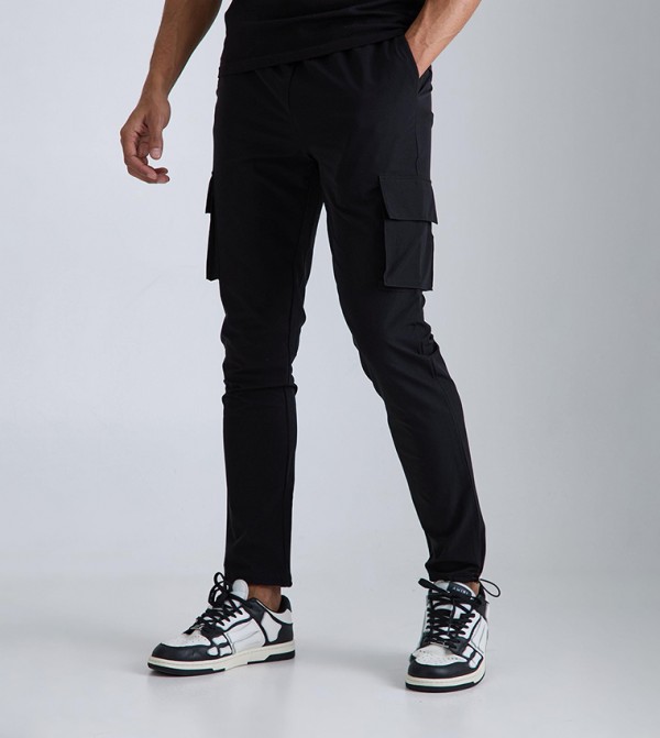 Elastic Waist Technical Stretch Skinny Cargo Trousers