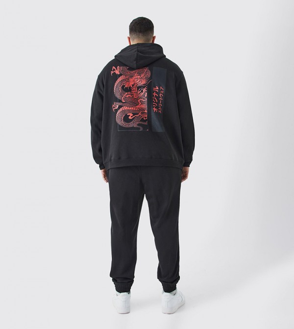 Plus & Tall Dragon Printed Oversized Hoodie