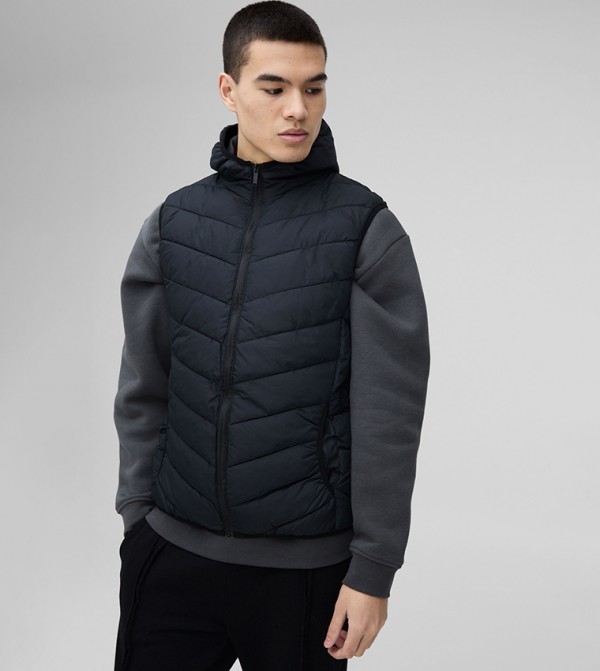 Zip Through Hooded Quilted Gilet