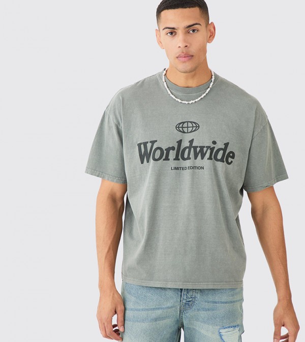 Oversized Boxy Overdye Worldwide T-Shirt