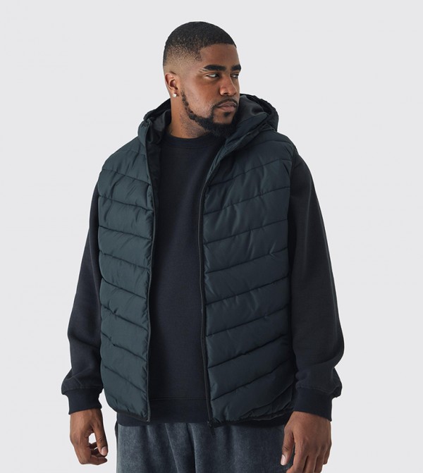 Plus & Tall Quilted Zip-Through Hooded Gilet