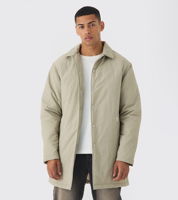 Tab Crinkled Longline Mac Jacket