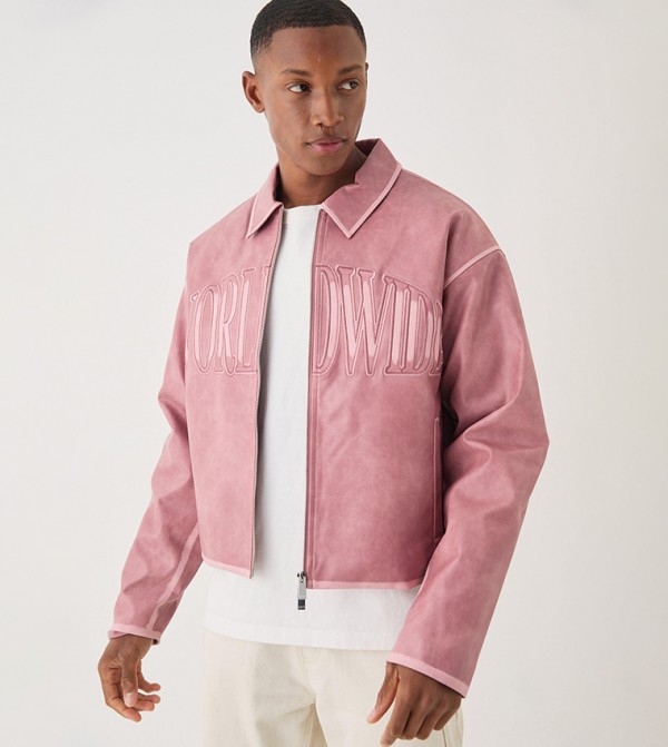 Tumble PU Applique Harrington Boxy Fit Jacket