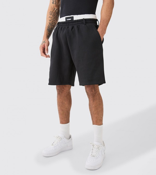 Double Waistband Relaxed Fit Shorts