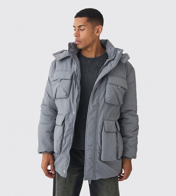 Utility Pocket Hooded Parka Jacket
