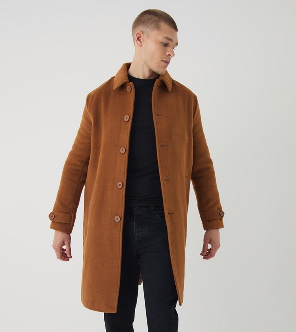 Solid Collared Overcoat