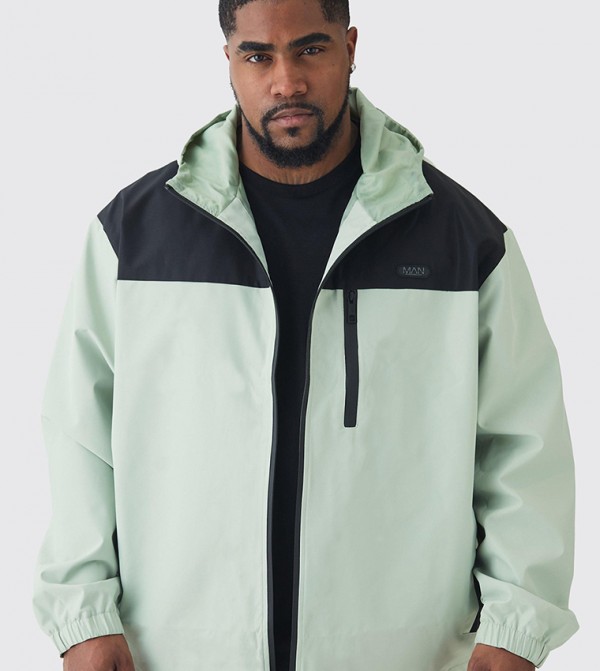 Color Block Hooded Oversized Windbreaker Jacket
