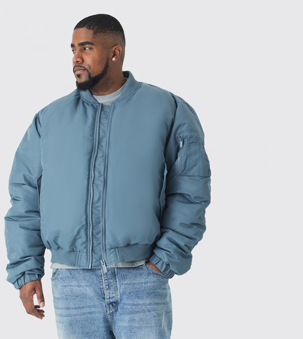Plus & Tall Padded Paneled Bomber Jacket