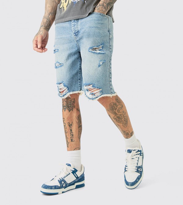 Tall Ripped Relaxed Fit Denim Shorts