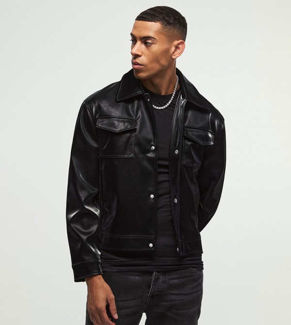High Shine PU Harrington Jacket