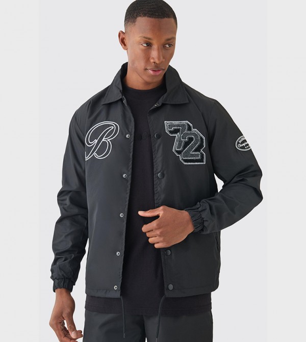 Varsity Badge Collared Coach Jacket
