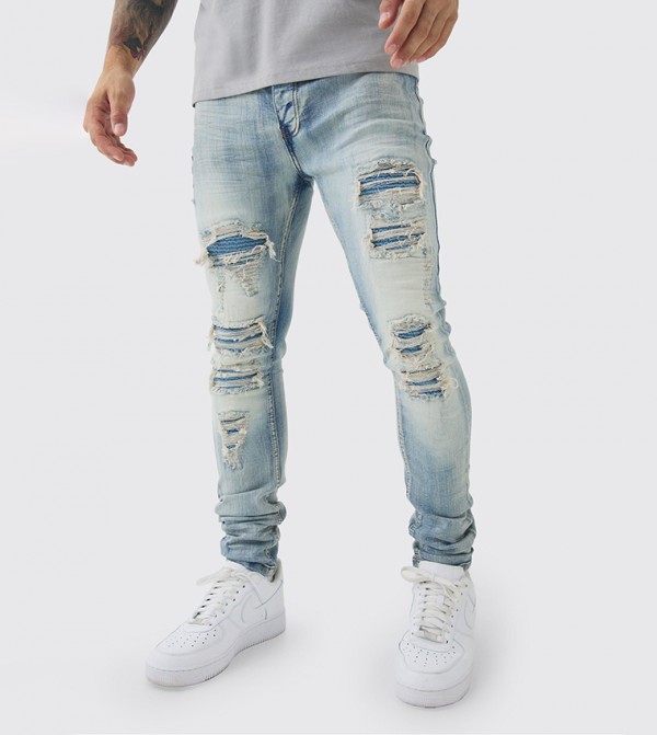 Stretch Ripped Super Skinny Fit Jeans